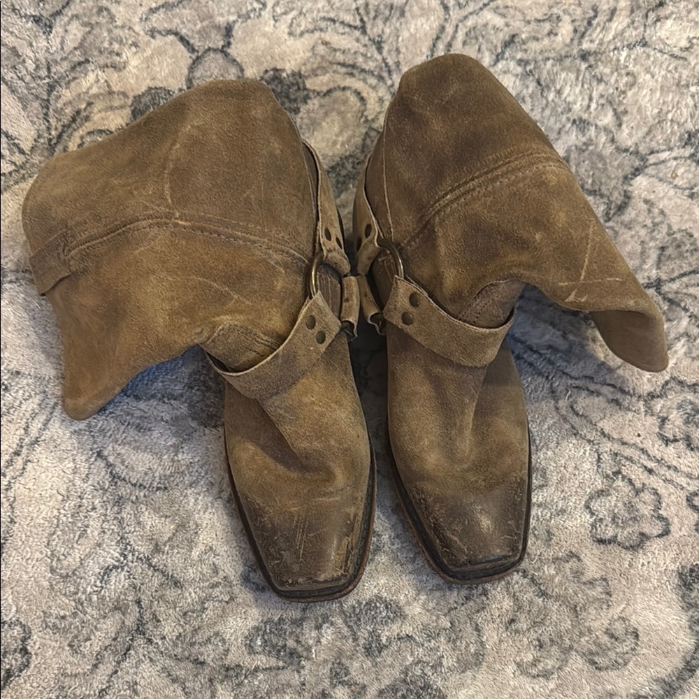 Frye Brown Leather Harness Boots - Picture 2 of 9